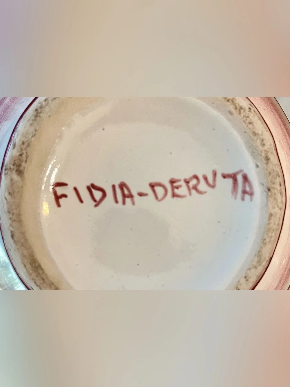 VTG Ceramiche Fidia Deruta Creamer Pitcher Hand Painted Arabesco Red Flower